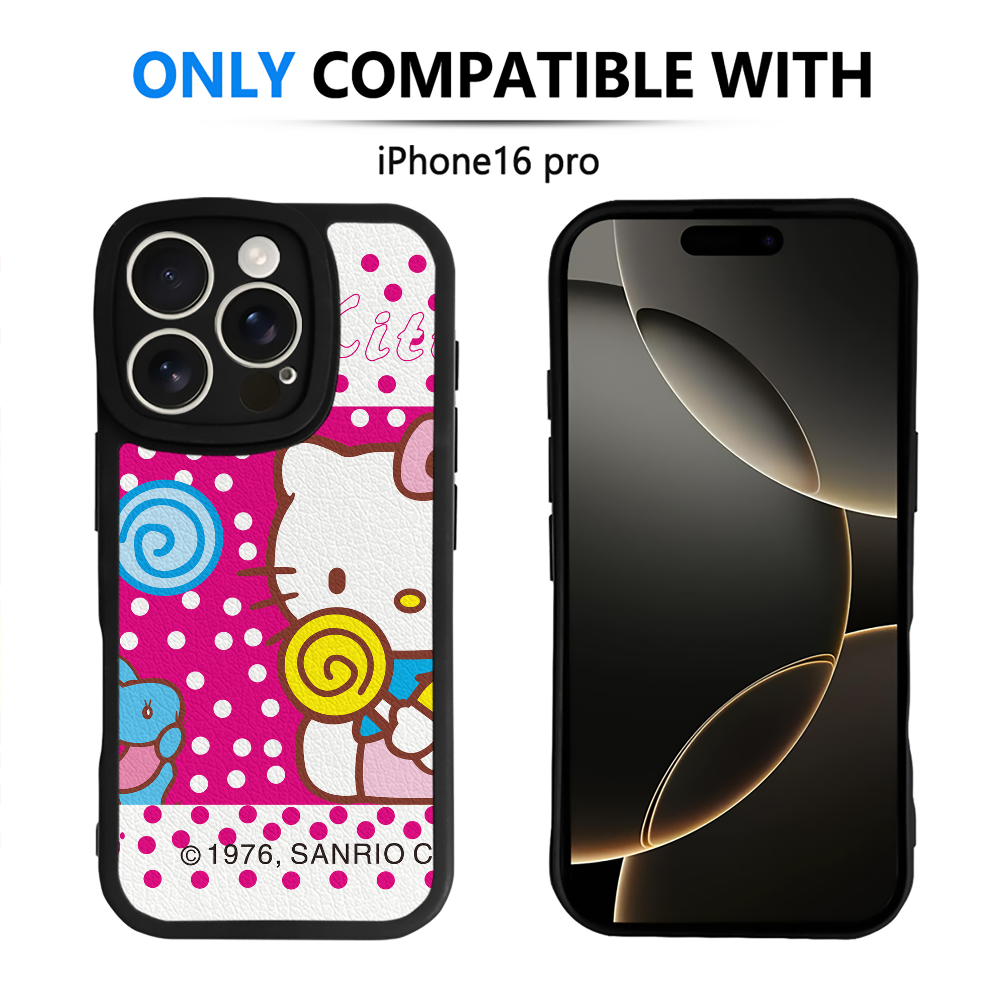 （画像用） Hello Kitty ハローキティ 【iPhone 16シリーズ対応】シリコンスマホケース（レザー調） 材質：シリコン